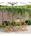 vidaXL Bistro Set | Black | Solid acacia wood, Polypropylene | Medium | Foldable — Size: 60 x 60 x 75 cm