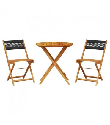 vidaXL Bistro Set | Black | Solid acacia wood and polypropylene | Small — Size: 70 x 75 cm