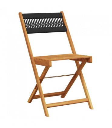 vidaXL Bistro Set | Black | Solid acacia wood and polypropylene | Small — Size: 70 x 75 cm