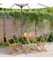 vidaXL Bistro Set | Grey | Solid acacia wood, Polypropylene | Foldable — Size: 70 x 70 x 75 cm