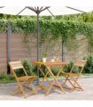 vidaXL Bistro Set | Beige | Solid acacia wood, polypropylene | Small | Foldable — Size: 70 x 70 x 75 cm