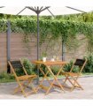 vidaXL Bistro Set | Black with wooden finish | Solid acacia wood, polypropylene — Size: 70 x 70 x 75 cm