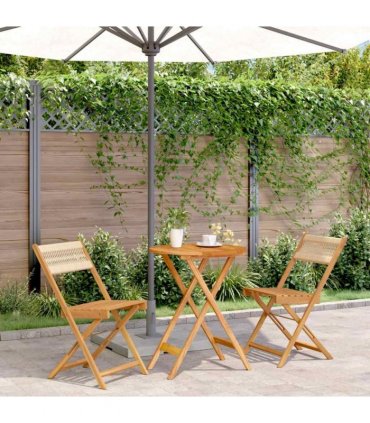 vidaXL Bistro Set | Beige | Solid acacia wood | Medium | Foldable | Bistro Set — Size: 60 x 75 cm