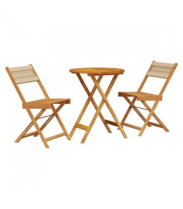 vidaXL Bistro Set | Beige | Solid acacia wood | Medium | Foldable | Bistro Set — Size: 60 x 75 cm