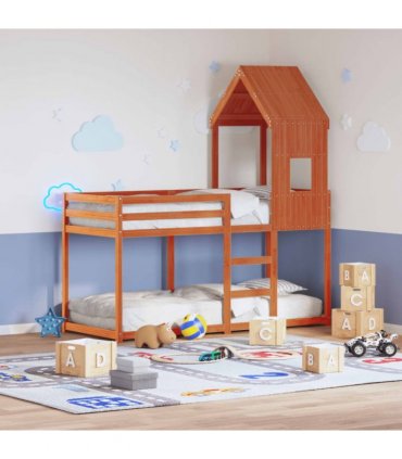 vidaXL Bunk Bed without Mattress Wax Brown 90x200 cm Solid Wood Pine — Size: 90 x 200 cm — V0672118911