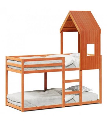 vidaXL Bunk Bed without Mattress Wax Brown 90x200 cm Solid Wood Pine — Size: 90 x 200 cm — V0672118911