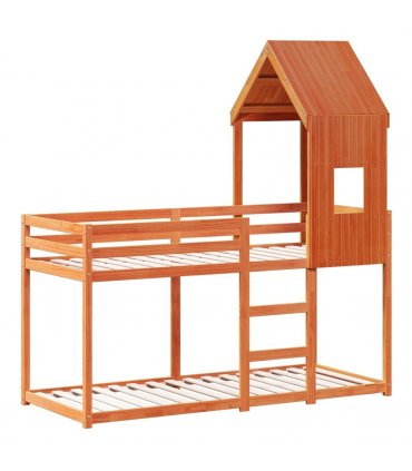 vidaXL Bunk Bed without Mattress Wax Brown 90x200 cm Solid Wood Pine — Size: 90 x 200 cm — V0672118911