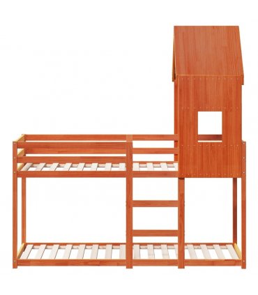 vidaXL Bunk Bed without Mattress Wax Brown 90x200 cm Solid Wood Pine — Size: 90 x 200 cm — V0672118911