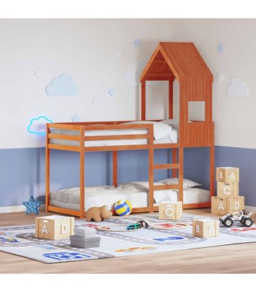 vidaXL Bunk Bed without Mattress Wax Brown 90x190 cm Single Solid Wood Pine — Size: 90 x 190 cm — V0672118912