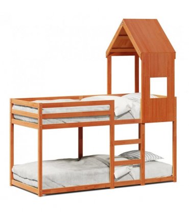 vidaXL Bunk Bed without Mattress Wax Brown 90x190 cm Single Solid Wood Pine — Size: 90 x 190 cm — V0672118912