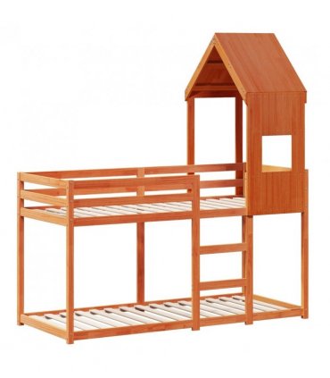 vidaXL Bunk Bed without Mattress Wax Brown 90x190 cm Single Solid Wood Pine — Size: 90 x 190 cm — V0672118912