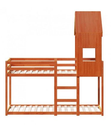 vidaXL Bunk Bed without Mattress Wax Brown 90x190 cm Single Solid Wood Pine — Size: 90 x 190 cm — V0672118912