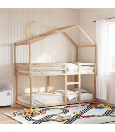 vidaXL Bunk Bed | Natural wood colour | Solid pine wood (untreated) | 90x200 cm — Size: 90 x 200 cm