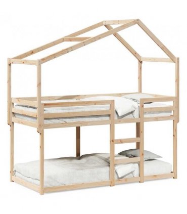 vidaXL Bunk Bed | Natural wood colour | Solid pine wood (untreated) | 90x200 cm — Size: 90 x 200 cm