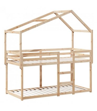 vidaXL Bunk Bed | Natural wood colour | Solid pine wood (untreated) | 90x200 cm — Size: 90 x 200 cm