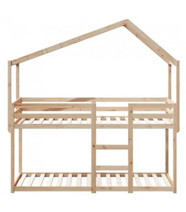 vidaXL Bunk Bed | Natural wood colour | Solid pine wood (untreated) | 90x200 cm — Size: 90 x 200 cm