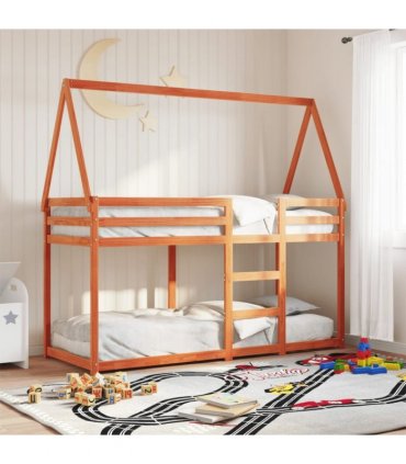 vidaXL Bunk Bed without Mattress Wax Brown 90x200 cm Solid Wood Pine — Size: 90 x 200 cm — V0672118921