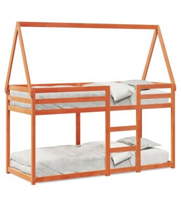 vidaXL Bunk Bed without Mattress Wax Brown 90x200 cm Solid Wood Pine — Size: 90 x 200 cm — V0672118921