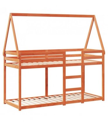 vidaXL Bunk Bed without Mattress Wax Brown 90x200 cm Solid Wood Pine — Size: 90 x 200 cm — V0672118921