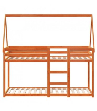 vidaXL Bunk Bed without Mattress Wax Brown 90x200 cm Solid Wood Pine — Size: 90 x 200 cm — V0672118921