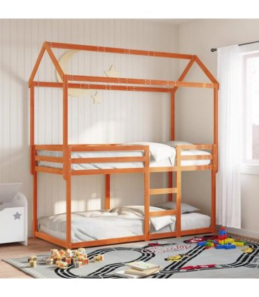 vidaXL Bunk Bed without Mattress Wax Brown 90x200 cm Solid Wood Pine — Size: 90 x 200 cm — V0672118926