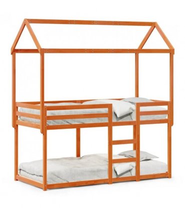 vidaXL Bunk Bed without Mattress Wax Brown 90x200 cm Solid Wood Pine — Size: 90 x 200 cm — V0672118926
