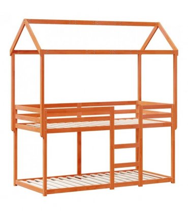 vidaXL Bunk Bed without Mattress Wax Brown 90x200 cm Solid Wood Pine — Size: 90 x 200 cm — V0672118926
