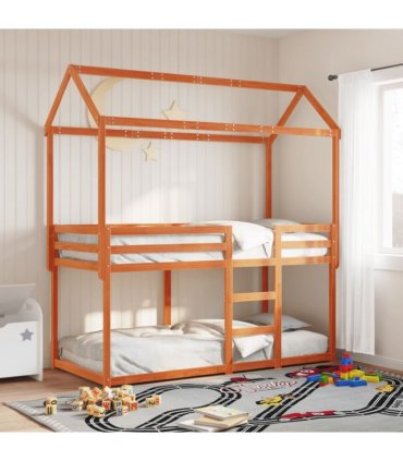 vidaXL Bunk Bed without Mattress Wax Brown 90x190 cm Single Solid Wood Pine — Size: 90 x 190 cm — V0672118927