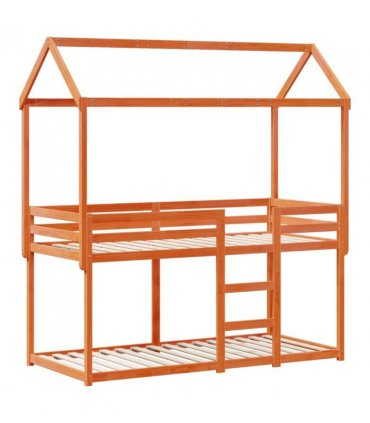 vidaXL Bunk Bed without Mattress Wax Brown 90x190 cm Single Solid Wood Pine — Size: 90 x 190 cm — V0672118927