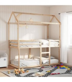 vidaXL Bunk Bed without Mattress 90x200 cm Solid Wood Pine — Colour: natural, Size: 90 x 200 cm — V0672118929