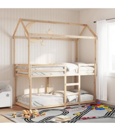 vidaXL Bunk Bed without Mattress 90x200 cm Solid Wood Pine — Colour: natural, Size: 90 x 200 cm — V0672118929