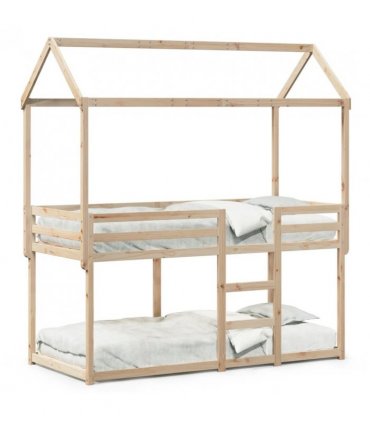 vidaXL Bunk Bed without Mattress 90x200 cm Solid Wood Pine — Colour: natural, Size: 90 x 200 cm — V0672118929