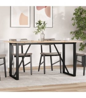 vidaXL Dining Table O-Frame 160x80x75 cm Solid Wood Pine and Steel — Size: 160 x 80 x 75 cm, Model: o shape