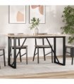 vidaXL Dining Table O-Frame 160x80x75 cm Solid Wood Pine and Steel — Size: 160 x 80 x 75 cm, Model: o shape