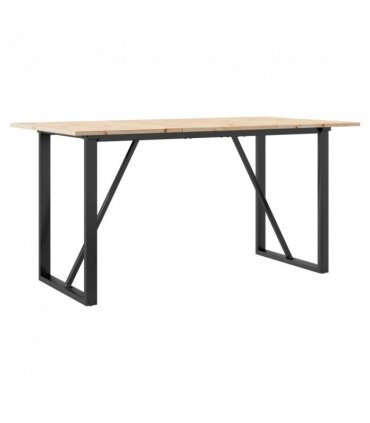 vidaXL Dining Table O-Frame 160x80x75 cm Solid Wood Pine and Steel — Size: 160 x 80 x 75 cm, Model: o shape