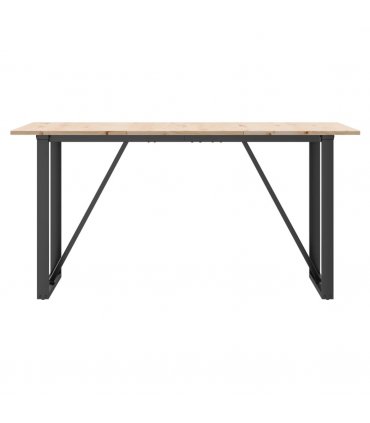 vidaXL Dining Table O-Frame 160x80x75 cm Solid Wood Pine and Steel — Size: 160 x 80 x 75 cm, Model: o shape