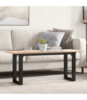 vidaXL Coffee Table O-Frame 110x40x45 cm Solid Wood Pine and Steel — Size: 110 x 40 x 45 cm, Model: o shape