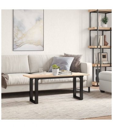 vidaXL Coffee Table O-Frame 110x40x45 cm Solid Wood Pine and Steel — Size: 110 x 40 x 45 cm, Model: o shape