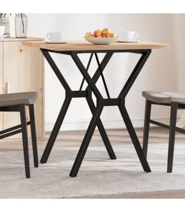 vidaXL Dining Table Y-Frame 70x70x75.5 cm Solid Wood Pine and Steel — Size: 70 x 70 x 75.5 cm, Model: y shape