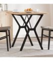 vidaXL Dining Table Y-Frame 70x70x75.5 cm Solid Wood Pine and Steel — Size: 70 x 70 x 75.5 cm, Model: y shape