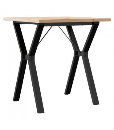 vidaXL Dining Table Y-Frame 70x70x75.5 cm Solid Wood Pine and Steel — Size: 70 x 70 x 75.5 cm, Model: y shape