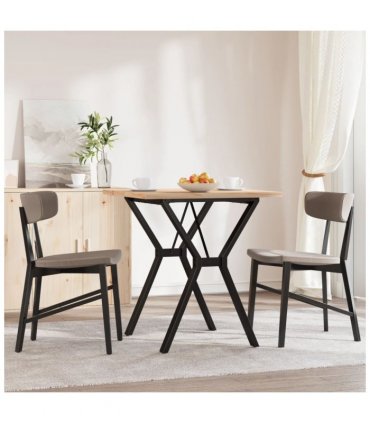 vidaXL Dining Table Y-Frame 70x70x75.5 cm Solid Wood Pine and Steel — Size: 70 x 70 x 75.5 cm, Model: y shape