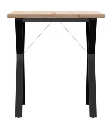 vidaXL Dining Table Y-Frame 70x70x75.5 cm Solid Wood Pine and Steel — Size: 70 x 70 x 75.5 cm, Model: y shape