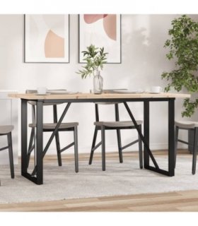 vidaXL Dining Table O-Frame 160x80x75.5 cm Solid Wood Pine and Steel — Size: 160 x 80 x 75.5 cm, Model: o shape