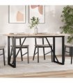 vidaXL Dining Table O-Frame 160x80x75.5 cm Solid Wood Pine and Steel — Size: 160 x 80 x 75.5 cm, Model: o shape