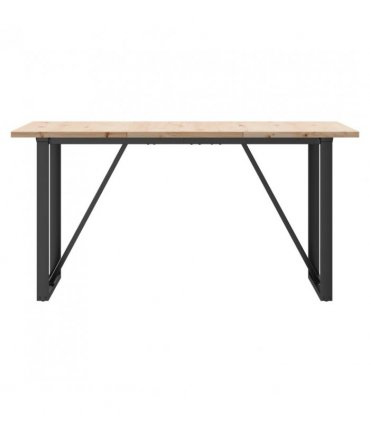 vidaXL Dining Table O-Frame 160x80x75.5 cm Solid Wood Pine and Steel — Size: 160 x 80 x 75.5 cm, Model: o shape
