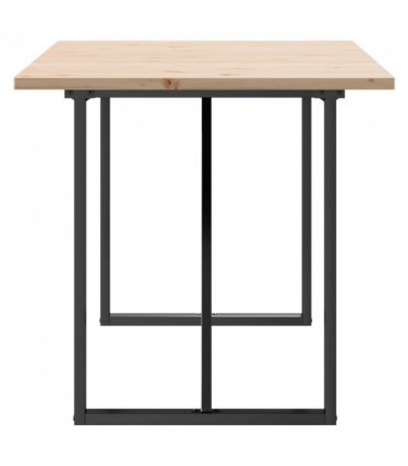 vidaXL Dining Table O-Frame 160x80x75.5 cm Solid Wood Pine and Steel — Size: 160 x 80 x 75.5 cm, Model: o shape