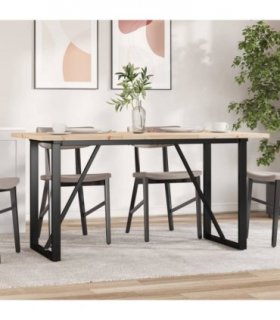 vidaXL Dining Table O-Frame 140x80x75.5 cm Solid Wood Pine and Steel — Size: 140 x 80 x 75.5 cm, Model: o shape
