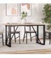vidaXL Dining Table O-Frame 140x80x75.5 cm Solid Wood Pine and Steel — Size: 140 x 80 x 75.5 cm, Model: o shape