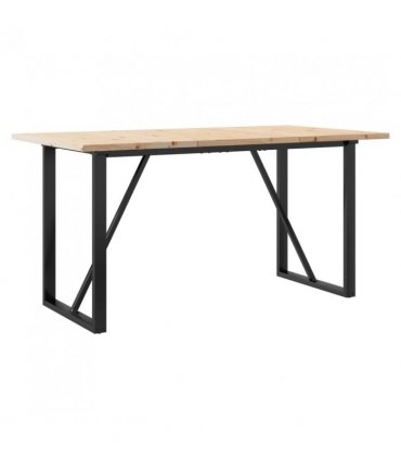 vidaXL Dining Table O-Frame 140x80x75.5 cm Solid Wood Pine and Steel — Size: 140 x 80 x 75.5 cm, Model: o shape